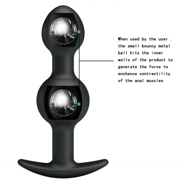Pretty Love 4.05 inches Silicone Anal Plug with Ball Black-Pretty Love-Sexual Toys®
