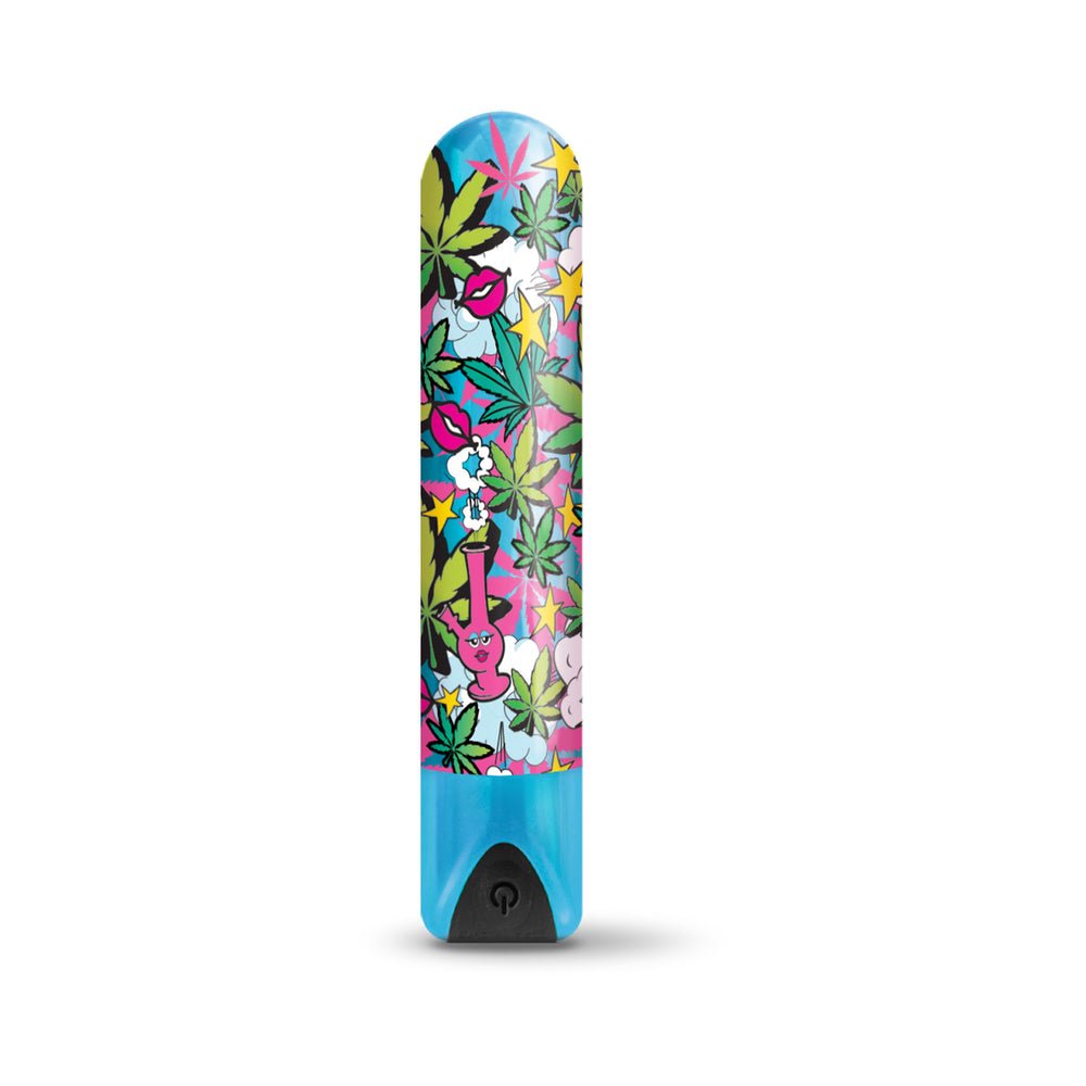 Prints Charming Buzzed Rechargeable 3.5&quot; Bullet - Stoner Chick - Blue-blank-Sexual Toys®