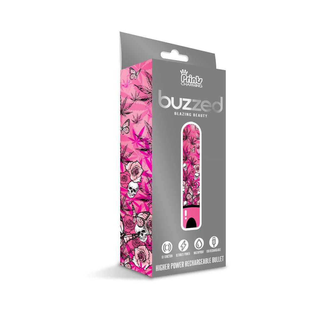 Prints Charming Buzzed Rechargeable Bullet - Blazing Beauty - Pink-blank-Sexual Toys®