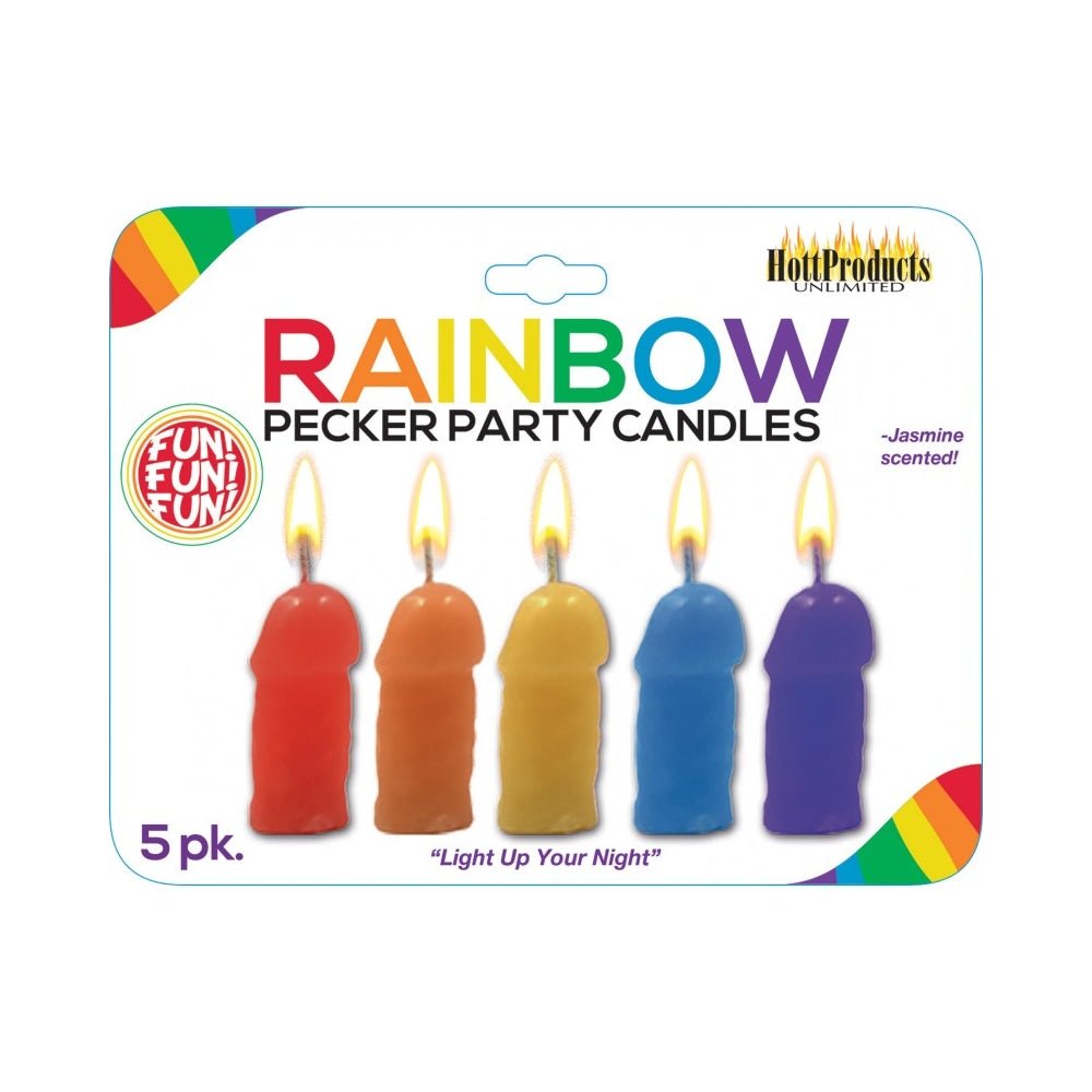 Rainbow Pecker Party Candles 5 Pack Assorted Colors-Hott Products-Sexual Toys®