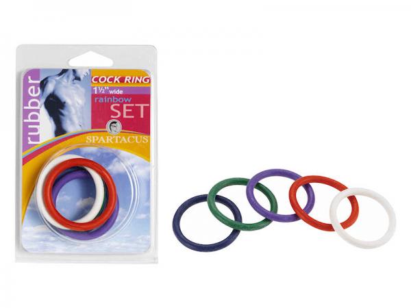 Rainbow Rubber C Ring 5 Per Set 1.5 Inch-blank-Sexual Toys®