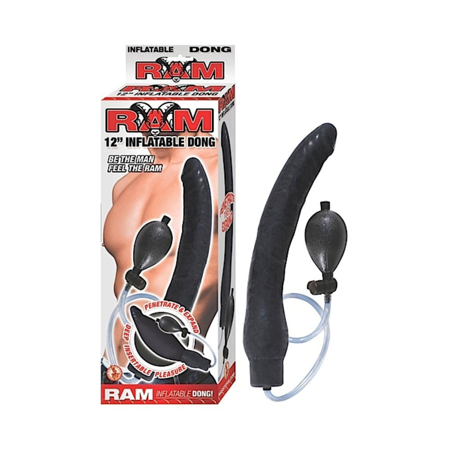 Ram Inflatable Latex Dong 12 Inch	- Black-Nasstoys-Sexual Toys®