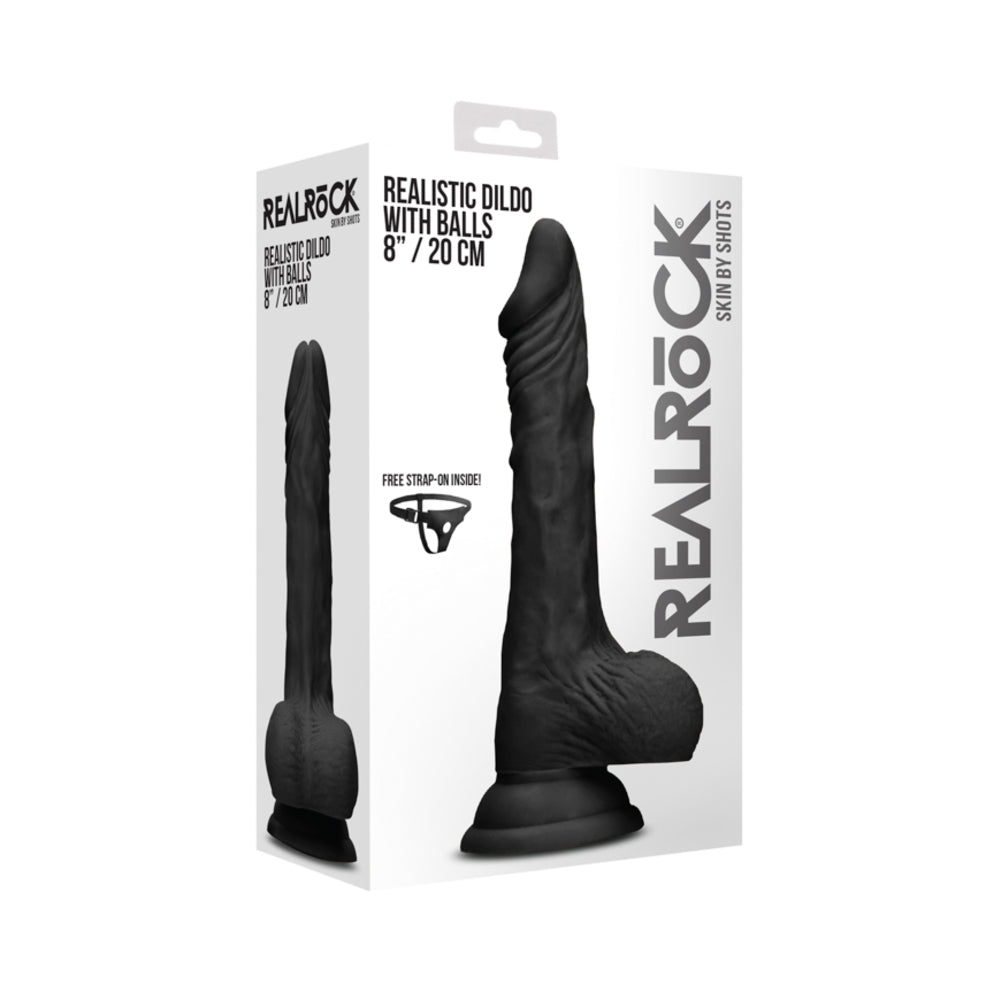 Realrock - 8 / 20 Cm Realistic Dildo With Balls - Black-Shots-Sexual Toys®