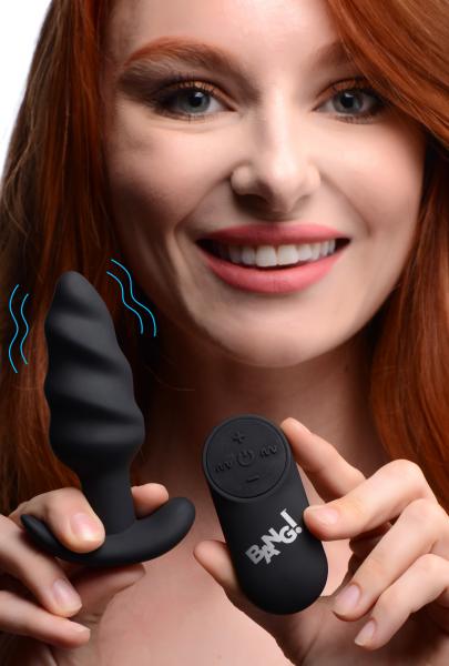 Remote Control 21x Vibrating Silicone Swirl Butt Plug - Black-Bang-Sexual Toys®