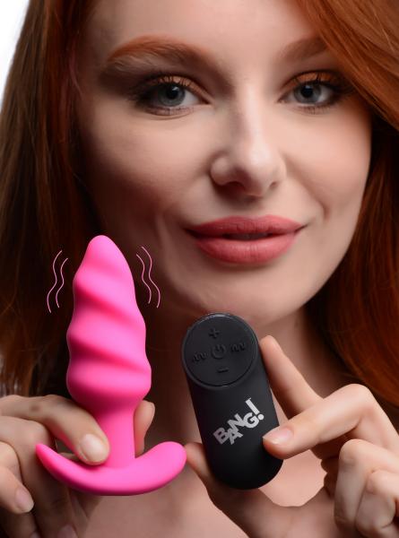 Remote Control 21x Vibrating Silicone Swirl Butt Plug - Pink-Bang-Sexual Toys®