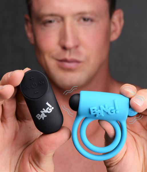Remote Control 28x Vibrating Cock Ring And Bullet - Blue-Bang-Sexual Toys®