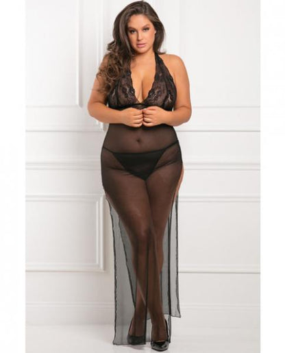 All Out There 2 Piece Gown Set Black 1X/2X-Rene Rofe-Sexual Toys®