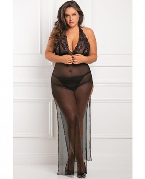 All Out There 2 Piece Gown Set Black 3X/4X-Rene Rofe-Sexual Toys®