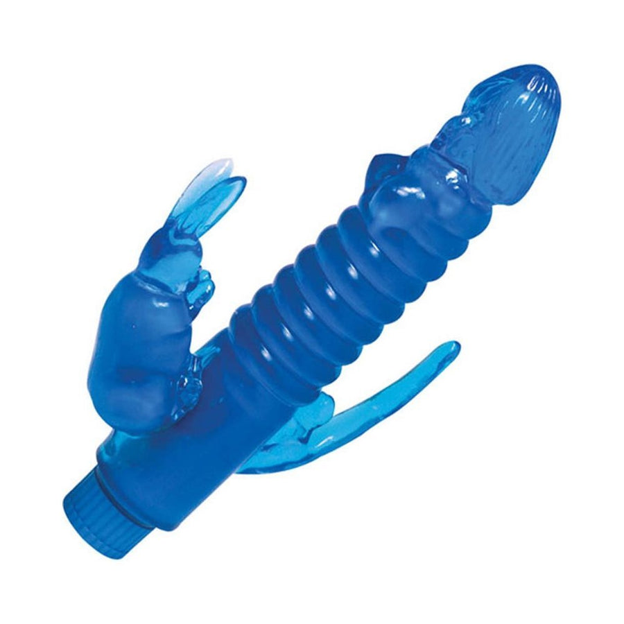 Ribbed Bunny Vibrator With Anal Tickler (blue)-blank-Sexual Toys®