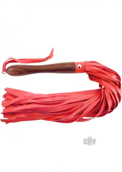 Rouge Leather Flogger Wooden Handle Red-blank-Sexual Toys®
