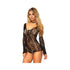 Seamless Lace Romper With Lace Up Front O/s Black-blank-Sexual Toys®