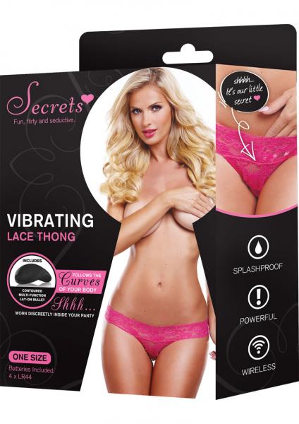 Secrets Vibrating Lace Thong Pink OS-blank-Sexual Toys®