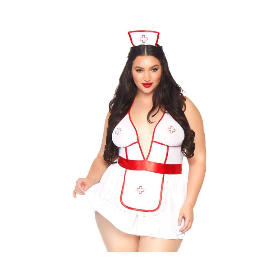 3 Pc Nightshift Nurse, Includes Deep-v Babydoll Dress, G-string, And Matching Headband.-blank-Sexual Toys®
