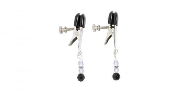 Adjustable Broad Tip Nipple Clamps W/Purple Beads-blank-Sexual Toys®
