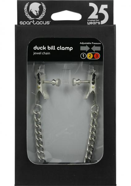 Adjustable Duck Bill Nipple Clamps With Jewel Chain Silver-blank-Sexual Toys®