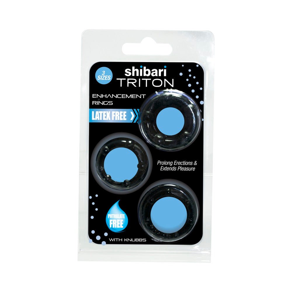 Shibari Triton Enhancement Pleasure Rings With Knubbs 3pk Black-blank-Sexual Toys®