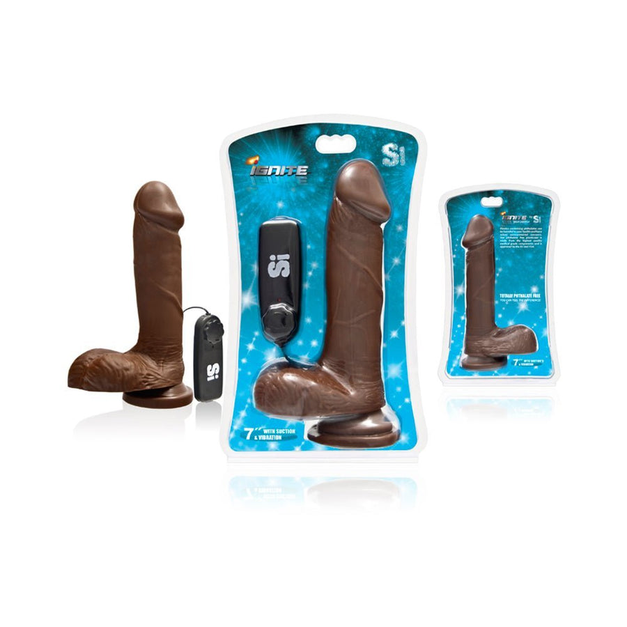 7 inches Cock Balls, Vibrating Egg &amp; Suction Cup Brown-Si Novelties-Sexual Toys®