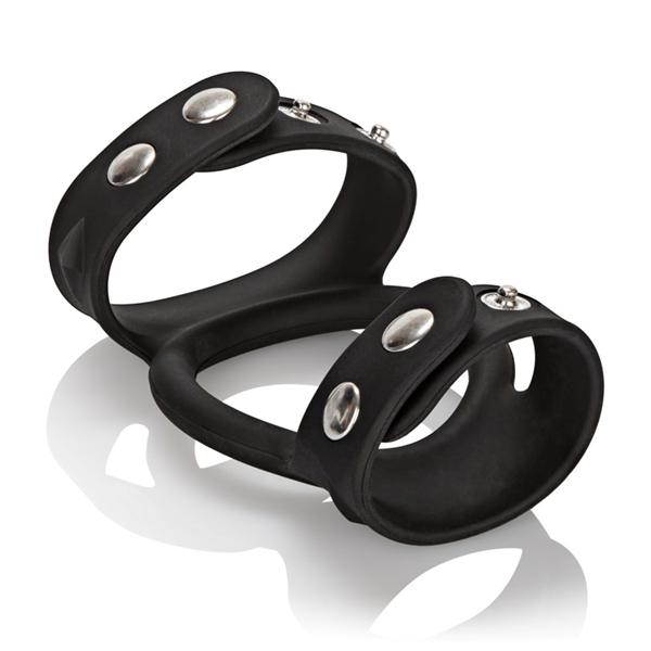 Silicone Tri Snap Cock & Ball Cage Black-blank-Sexual Toys®