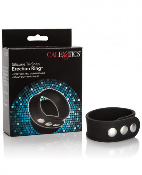 Silicone Tri Snap Erection Ring Black-blank-Sexual Toys®