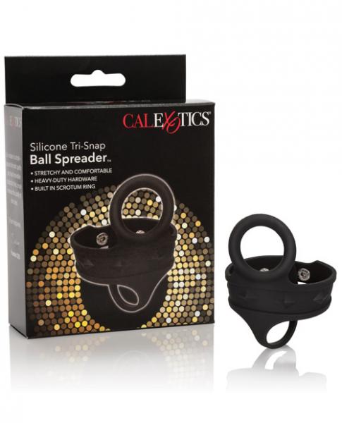Silicone Tri Snap Scrotum Ball Spreader Black-Calexotics-Sexual Toys®