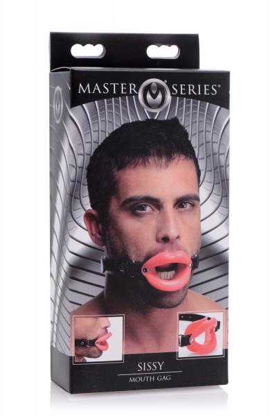 Sissy Mouth Gag Pink Silicone Lips Black Strap-Master Series-Sexual Toys®