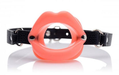 Sissy Mouth Gag Pink Silicone Lips Black Strap-Master Series-Sexual Toys®