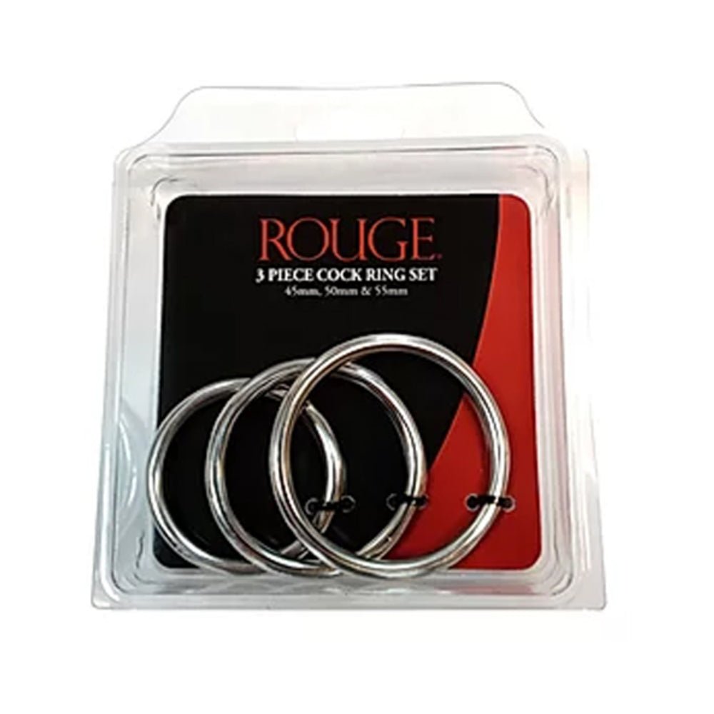Stainless Steel  Stainless Steel 3 Piece Cock Ring Set (55mm/50mm/45mm)-blank-Sexual Toys®
