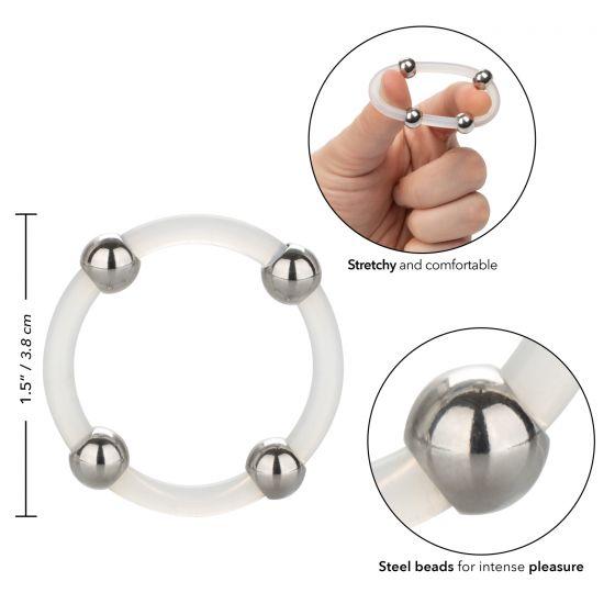 Steel Beaded Silicone Ring Large Clear-Cal Exotics-Sexual Toys®