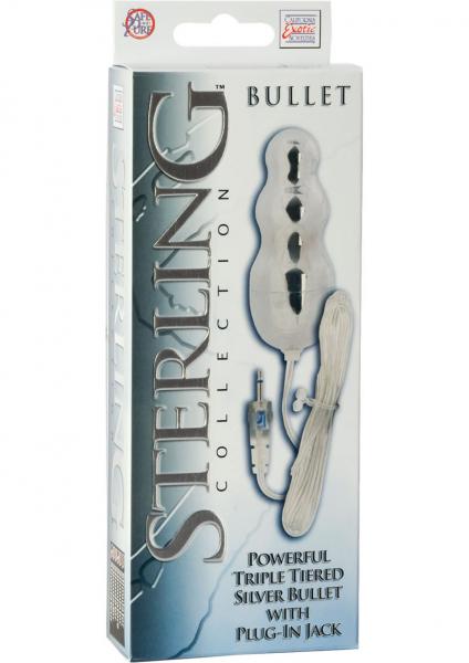 Sterling Collection Triple Tiered Silver Bullet With Plug In Jack-Sterling Collection-Sexual Toys®