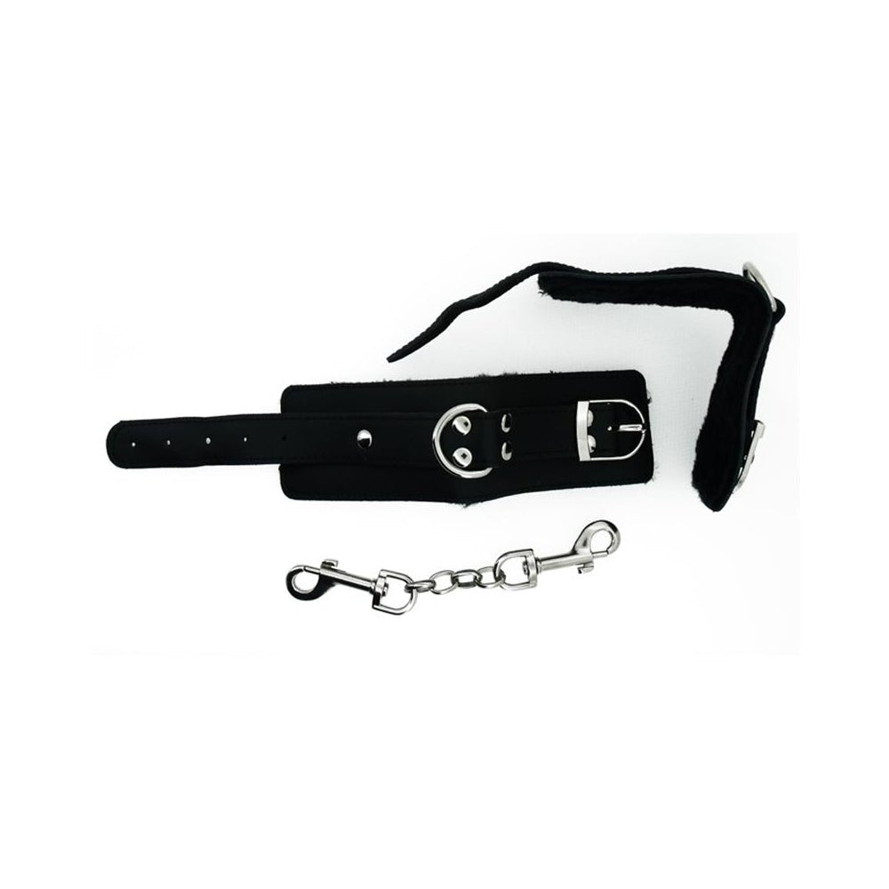 Strapped Black Leather Cuffs-Golden Triangle-Sexual Toys®