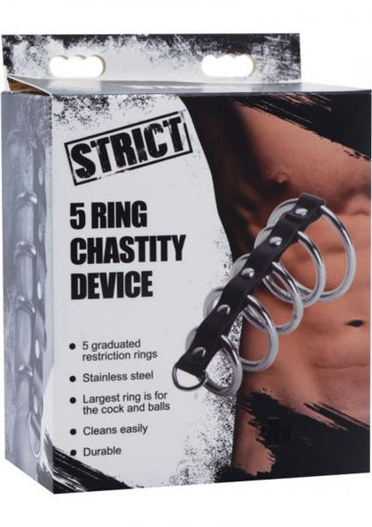 Strict 5 Ring Chasity Device Black-STRICT-Sexual Toys®