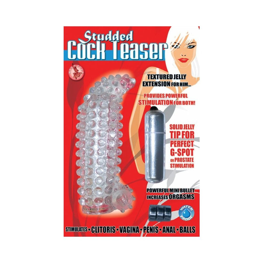 Studded Cock Teaser Penis Extension With Bullet Vibrator Clear-Nasstoys-Sexual Toys®