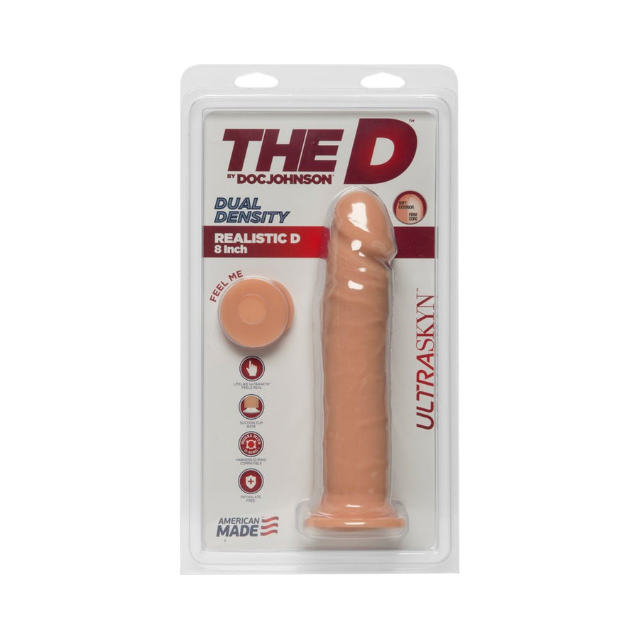 The D Realistic D 8 inches Ultraskyn Dildo Beige-Doc Johnson-Sexual Toys®