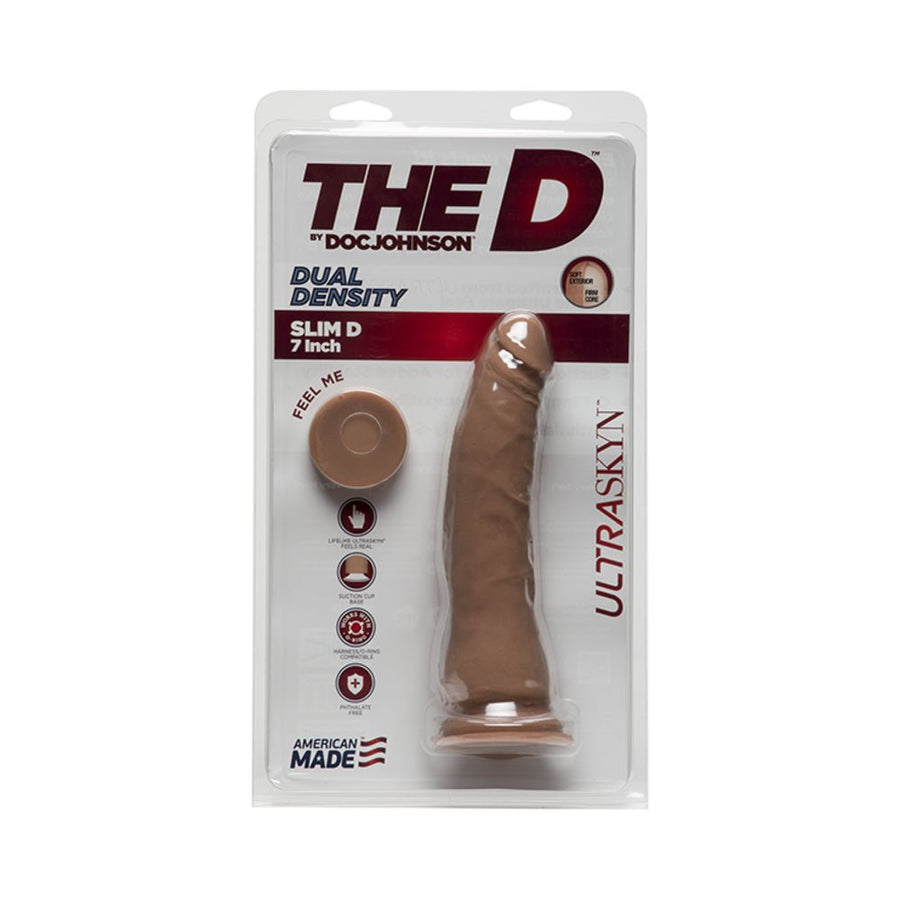 The D Slim Thin D 7 inches Ultraskyn Brown Dildo-Doc Johnson-Sexual Toys®