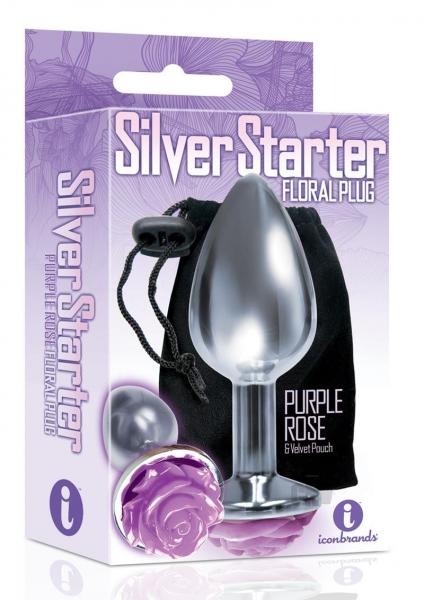 The Silver Starter Rose Floral Steel Butt Plug Purple-The Nines-Sexual Toys®