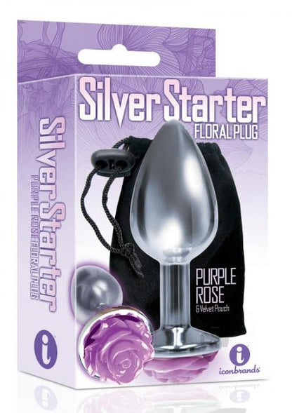 The Silver Starter Rose Floral Steel Butt Plug Purple-The Nines-Sexual Toys®