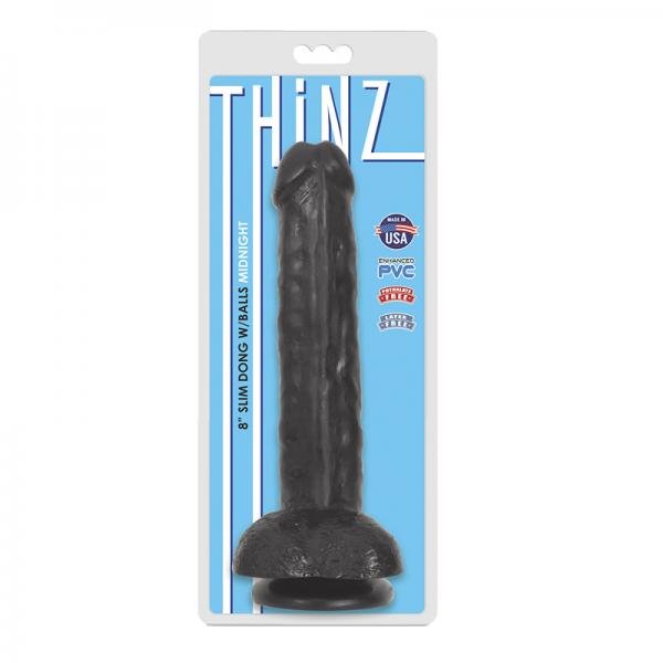 Thinz 8 Inch Slim Dildo With Balls - Black-Thinz-Sexual Toys®