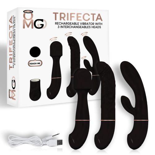 Trifecta Vibrator with 3 Interchangeable Heads Black-Doctor Love&