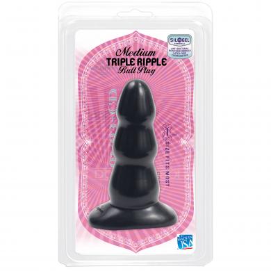 Triple Ripple Medium Black Butt Plug-The Classics-Sexual Toys®