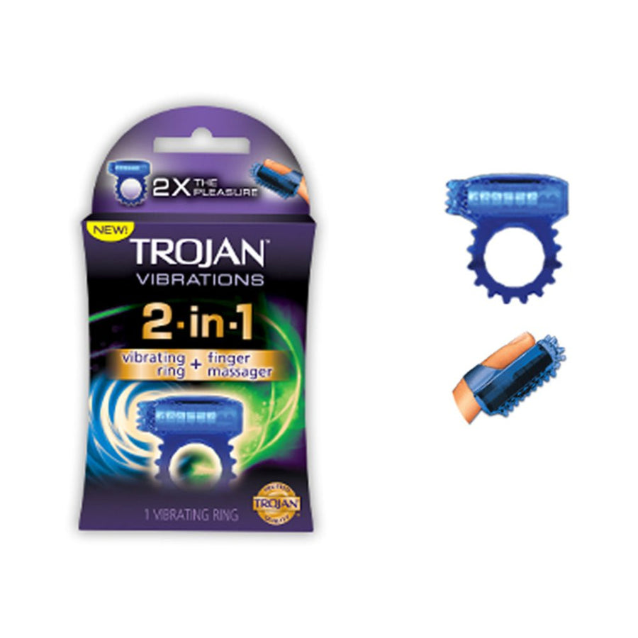 Trojan 2-in-1 Vibrating Ring + Finger Massager-blank-Sexual Toys®