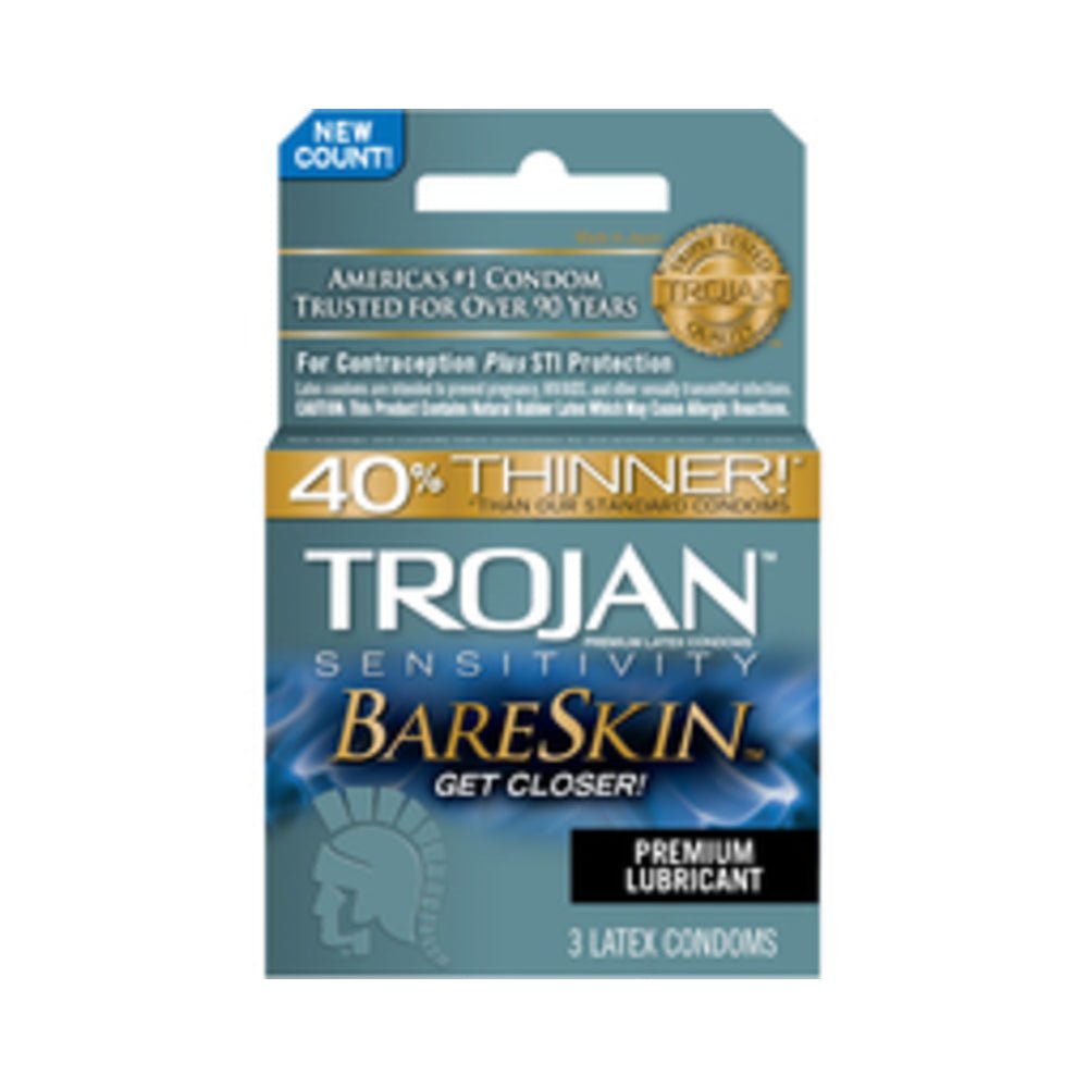 Trojan Bareskin Thinner Latex Condoms (3 Pack)-Trojan-Sexual Toys®