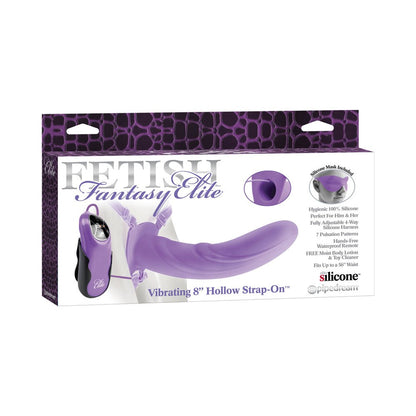 Vibrating 8 Inch Silicone Hollow Strap-on - Purple-blank-Sexual Toys®