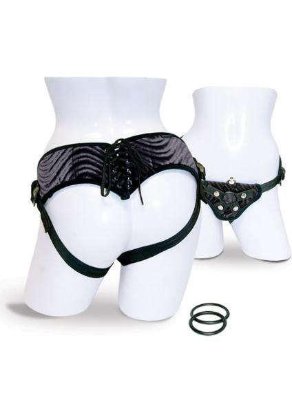 Vibrating Corsette Strap On Harness Black-blank-Sexual Toys®