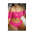 Vixen Hypnotized Scalloped Lace Off Shoulder Crop Top And Matching Panty Qs Ultra Pink-Pink-Sexual Toys®