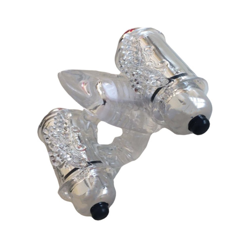 Wet Dreams Double Down Dual Motor Cock Ring With Power Bullet  And Stimulator Tongue With Motor-blank-Sexual Toys®
