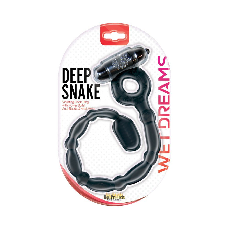 Wet Dreams Vibrating Deep Snake Cockring Black-Hott Products-Sexual Toys®